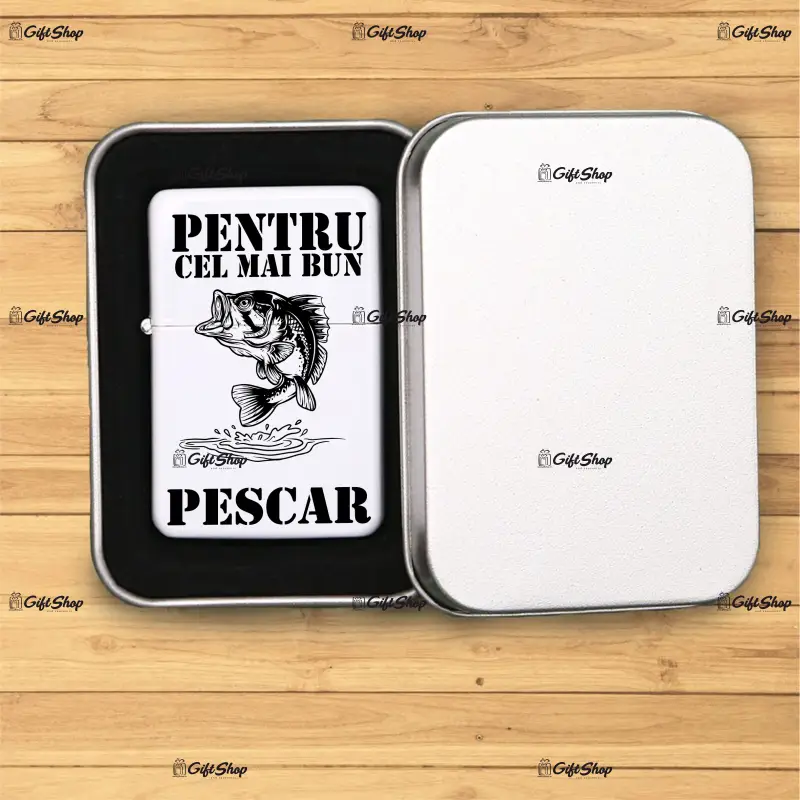 Cel mai bun pescar, bricheta metalica gravata laser cu mesaj